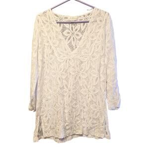 J Valdi floral lace white coverup size medium